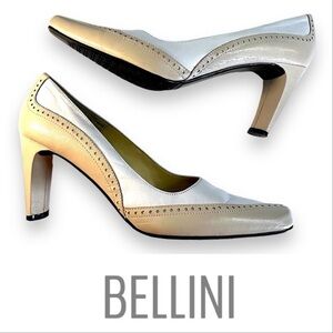 BELLINI Beige and White Leather Two Tone Spectator Heels NEW WITHOUT TAGS SZ 6.5